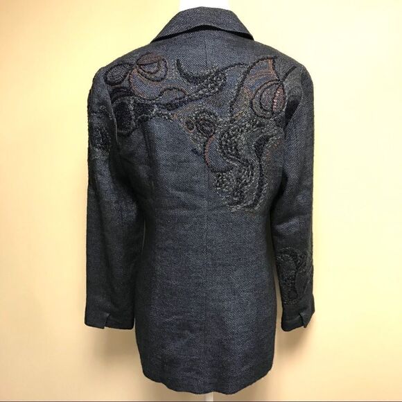 👠Coldwater Creek embroidered navy jacket.   Size 4 - Picture 4 of 8